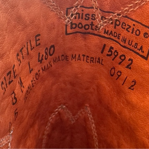 Y2K Miss Capezio NOS Womens 8M Western Boots Off White Leather Butterfly Inlay - Picture 8 of 10